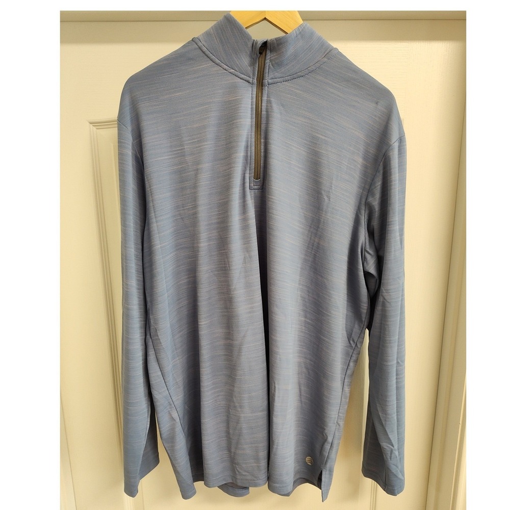 Solaris Mens XLT Blue Heathered Quarter Zip Pullover Long Sleeve Athletic Shirt